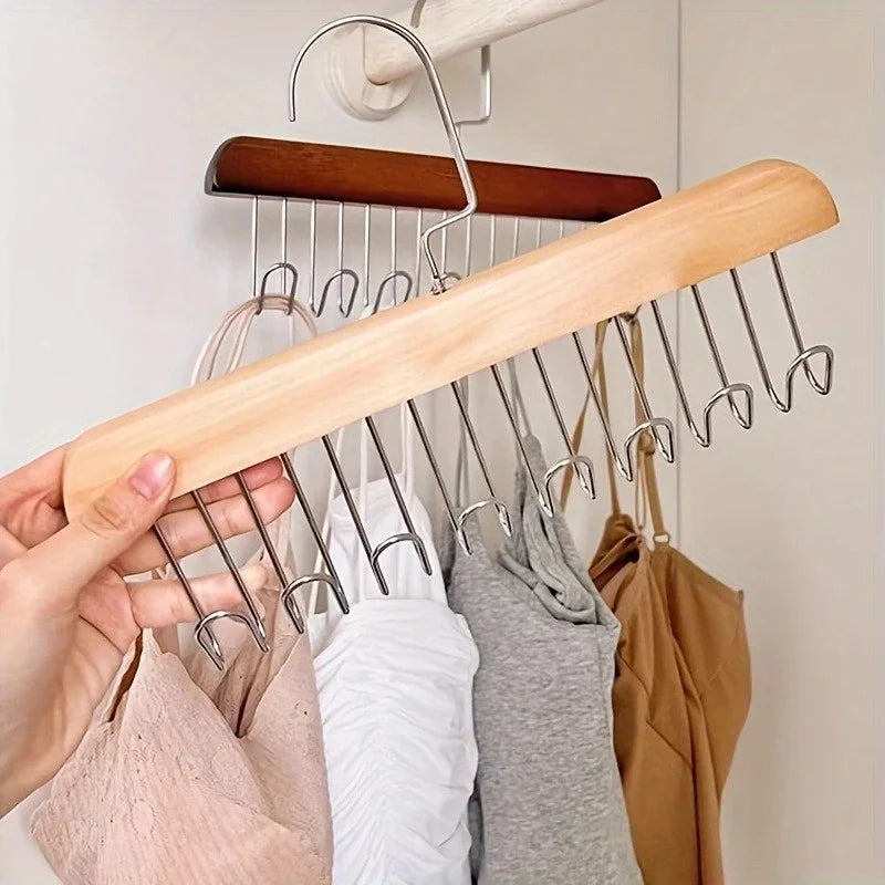 Organisateur de Placard en Bois Multi-Crochets Sous-Vêtements