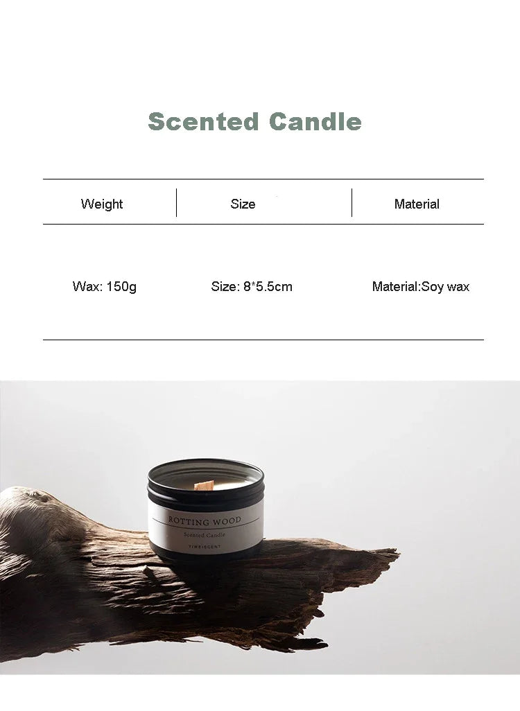 Bougie Parfumée Boîte Métal Noire Mèche Bois