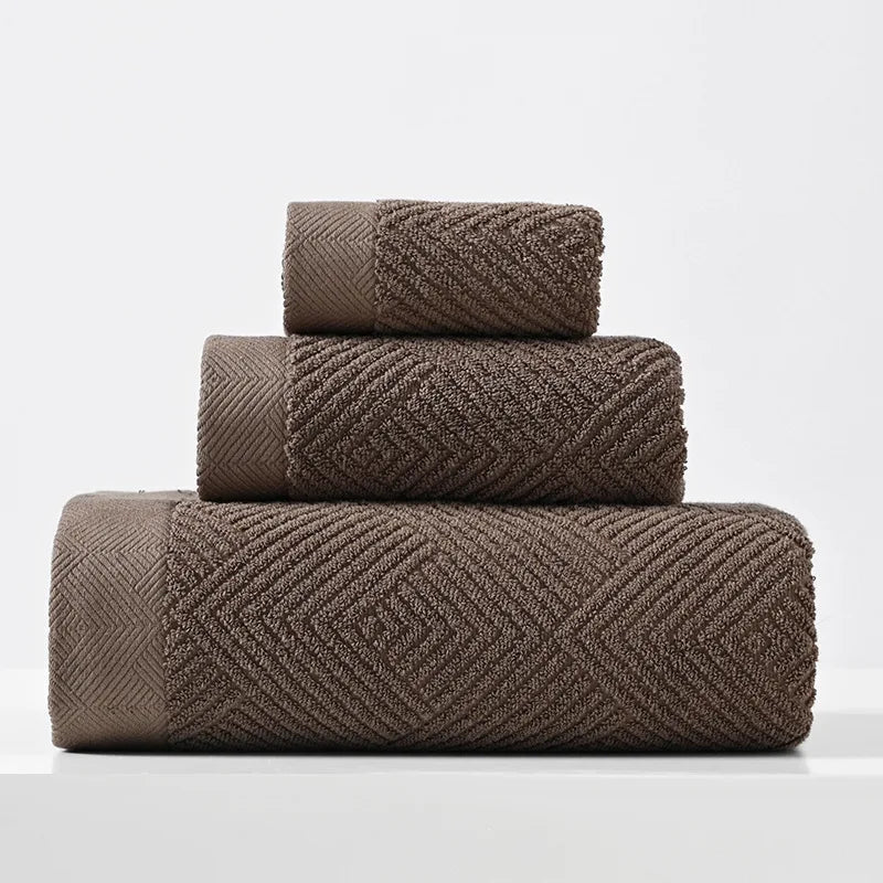 Cotton Bath Towel Trio – Thick & Absorbent