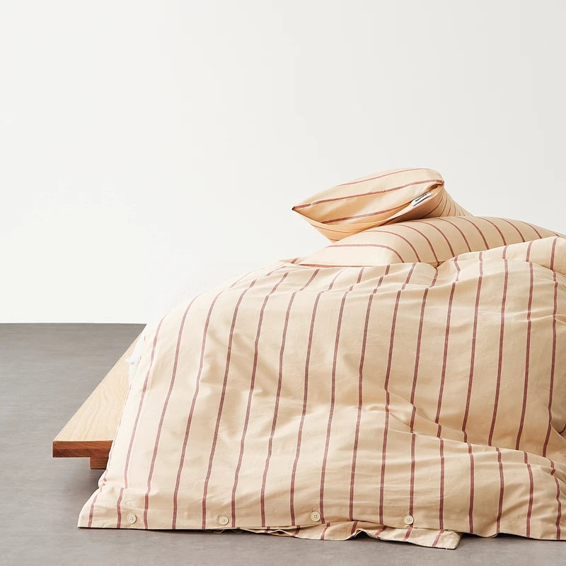 Housse de Couette Coton Rayée Douce pour Toute la Famille