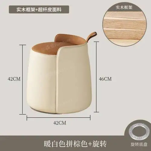 Tabouret d'Assise Rembourré en Cuir - Design Nordique