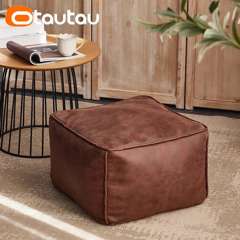Housse de Pouf Ottoman Simili Cuir - Sans Garnissage