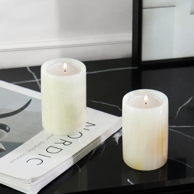Petit Bougeoir en Marbre Onyx - Format Coupe