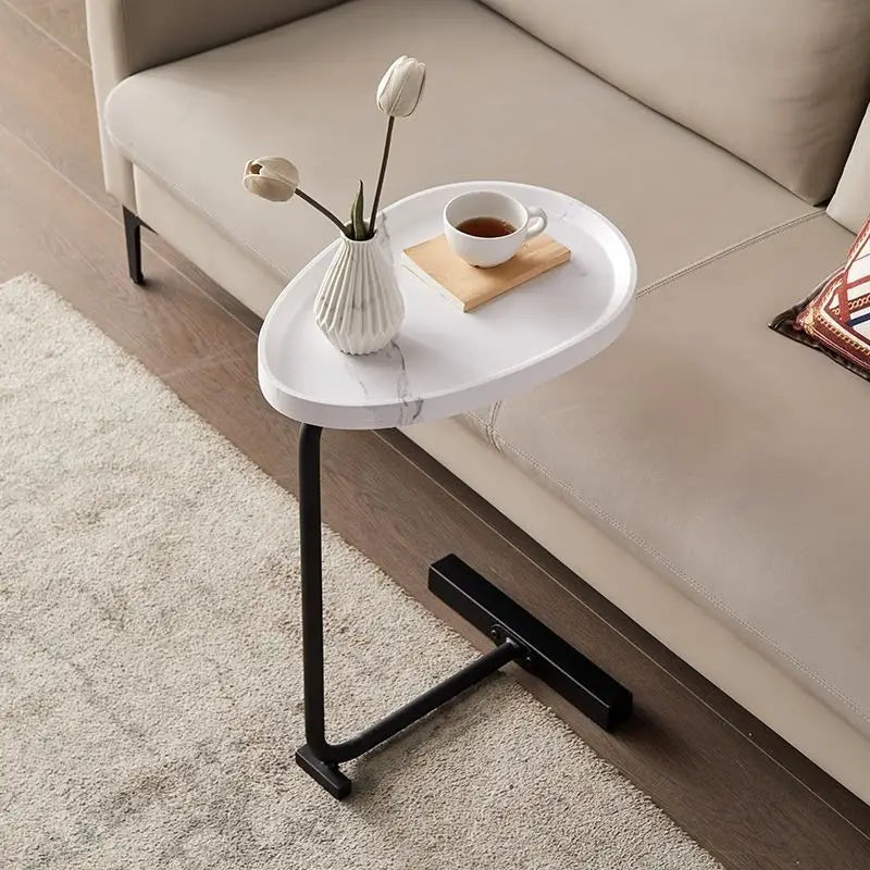 Petite Table Basse Ovale Mobile - Design Minimaliste