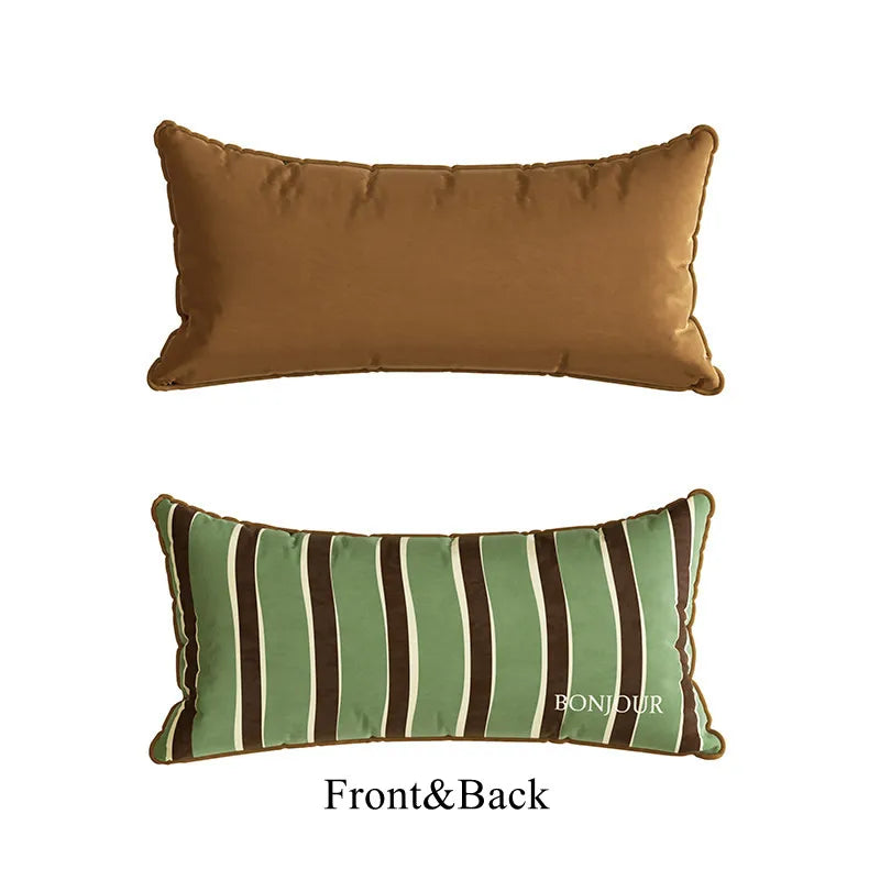 Housse de Coussin Lombaire Rayée Patchwork - Style Rétro