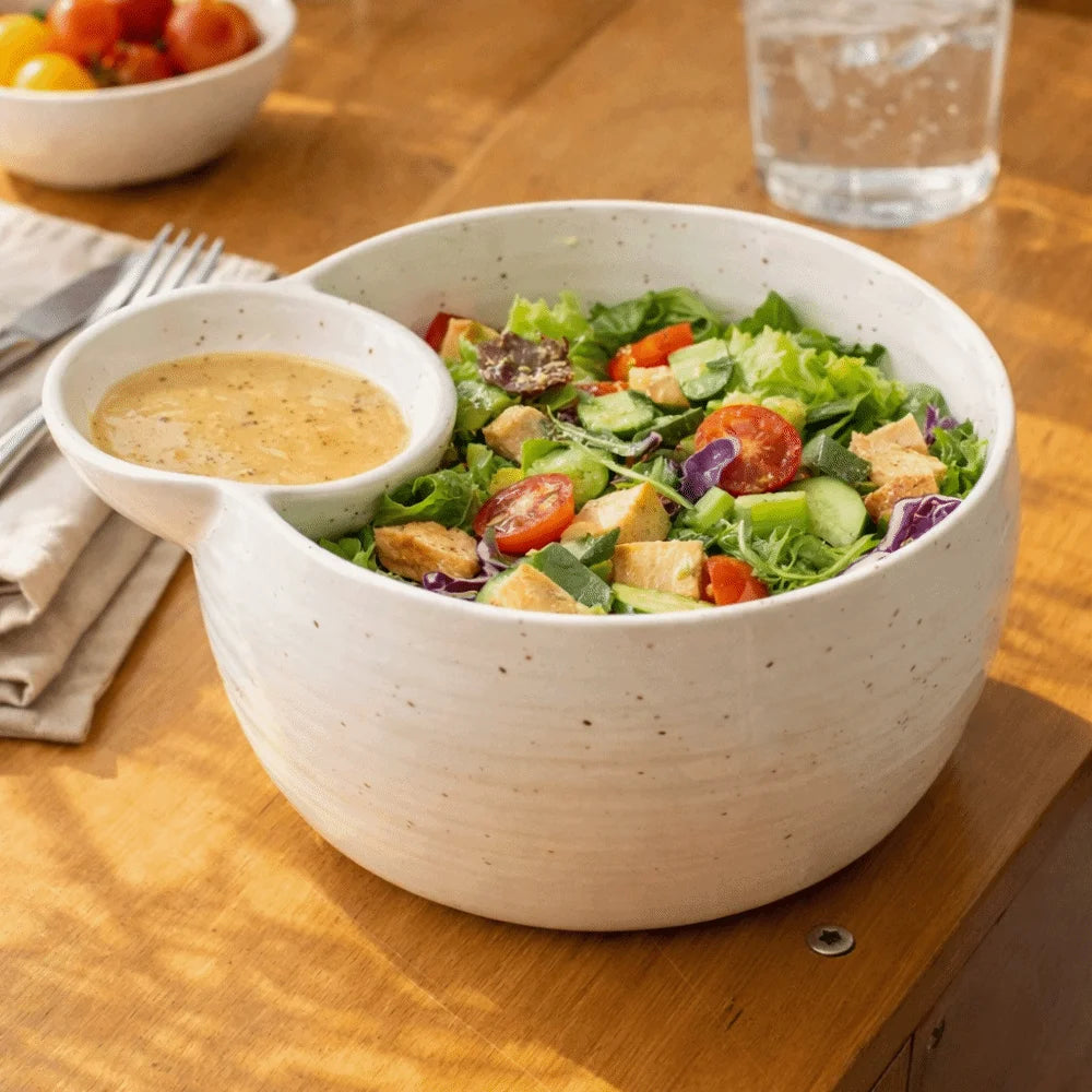 Polka-Dot Compartment Bowl – Japanese Stoneware