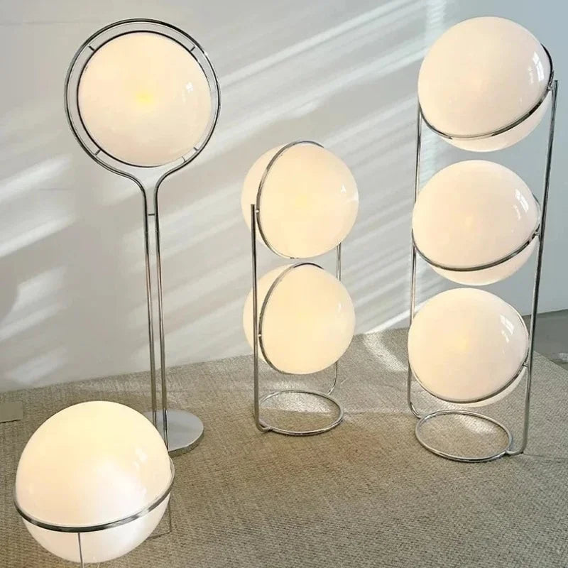 Lampadaire Boule Acrylique Chromé - Design Art Déco