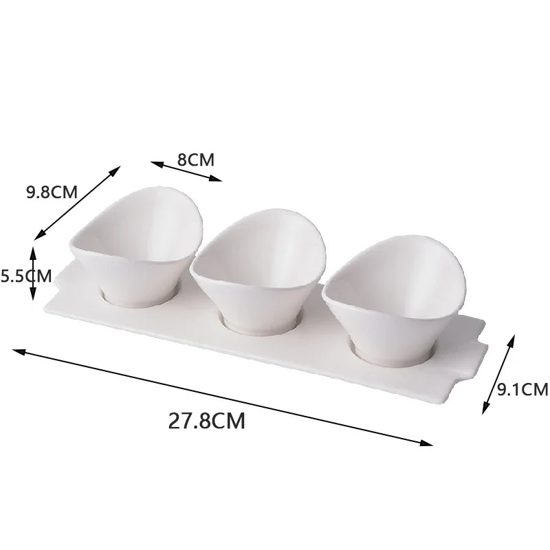 Ensemble Bols en Céramique Forme Lingot Blanc