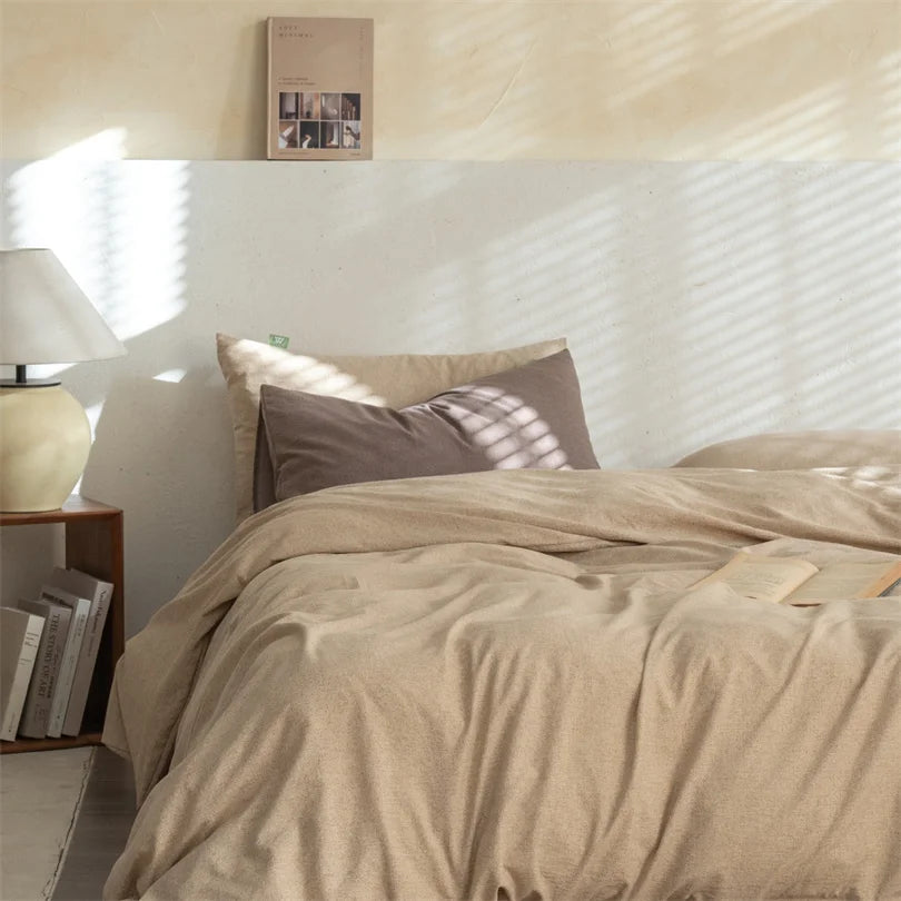 Parure de Lit en Lin Lavé 100% Naturel - Housse de Couette et Taies