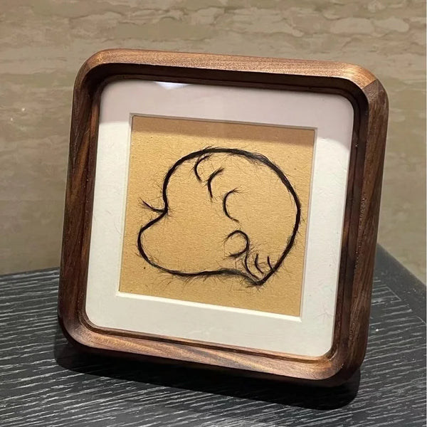 Cadre Souvenir Bébé en Bois - Cheveux et Cordon Ombilical