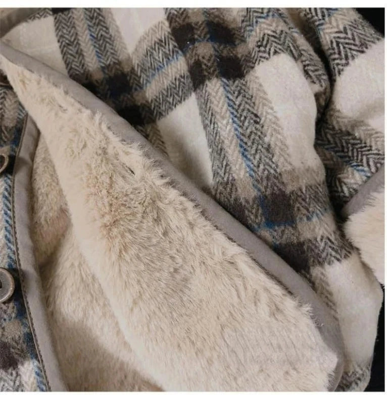 Manteau Enfant en Laine à Carreaux Peluche