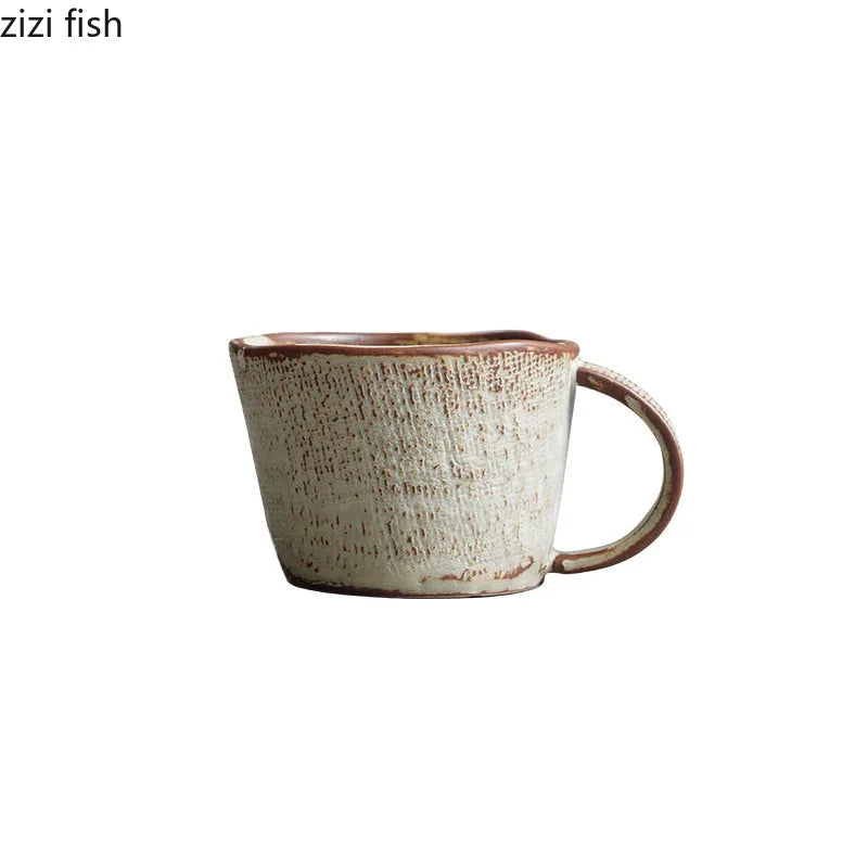 Tasse Céramique Japonaise Rétro Forme Irrégulière Grande Capacité
