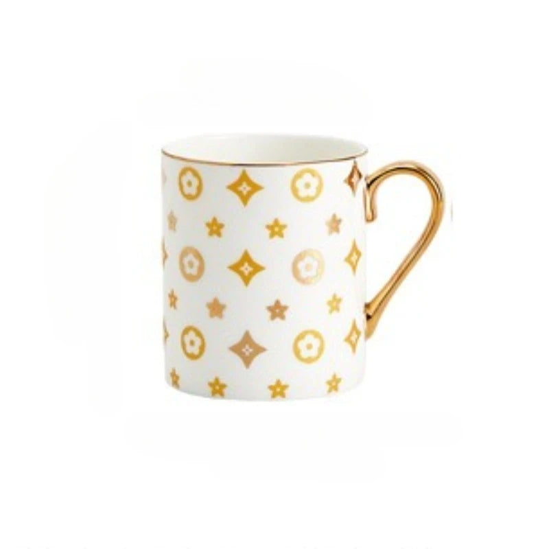 Tasse à Café en Céramique Dorée Peinte Main
