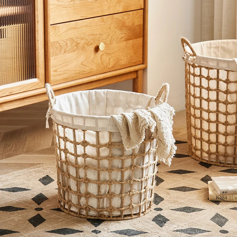 Panier à Linge Tressé Coton et Lin Respirant