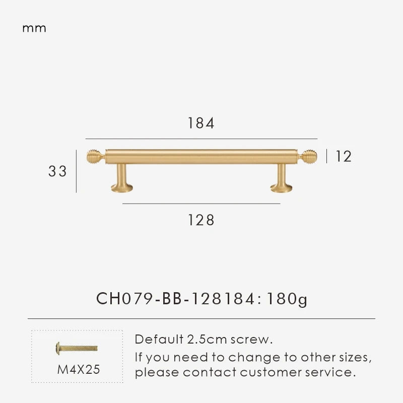 French Brass Knob – T-Bar Wardrobe Handle