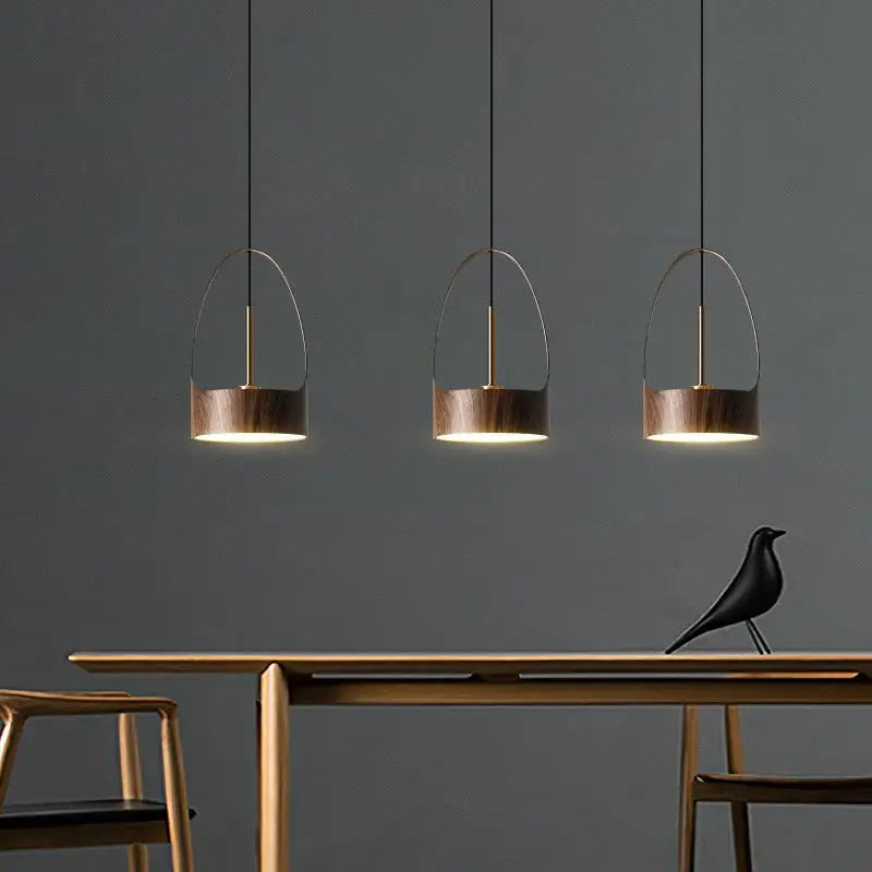 Suspension LED Effet Bois Style Restaurant Nordique
