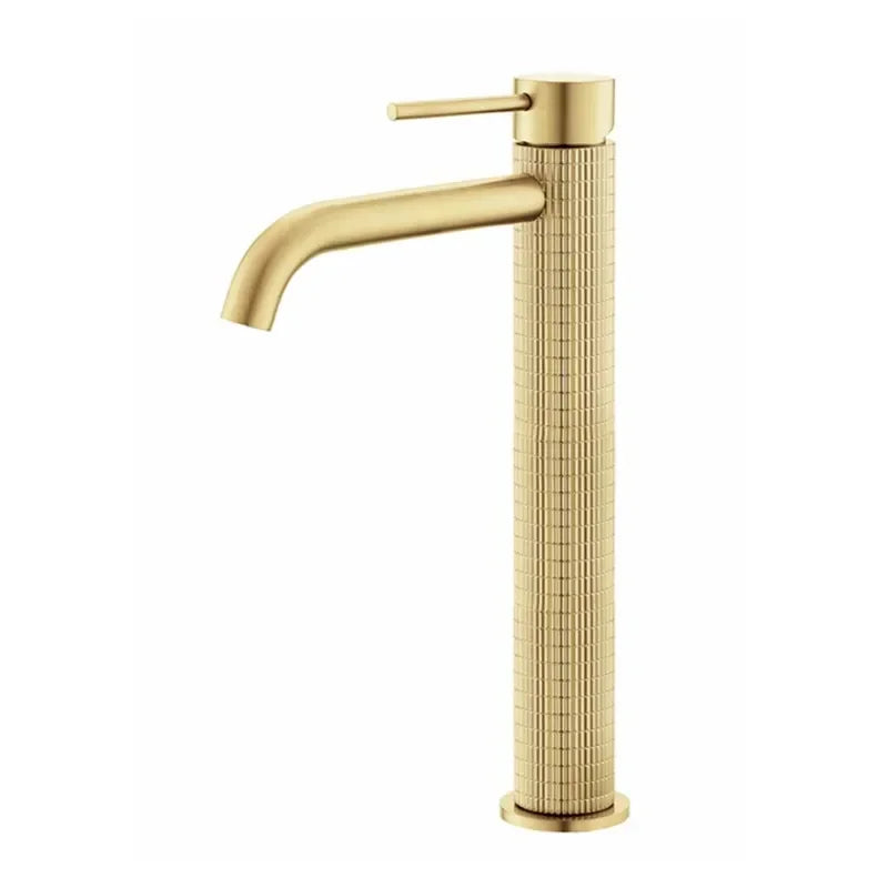 Robinet de Lavabo Or Rose Brossé Sculpté Artisanal