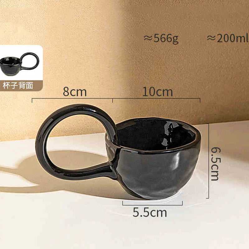 Tasse en Céramique Unie Grande Anse Style Luxe Léger