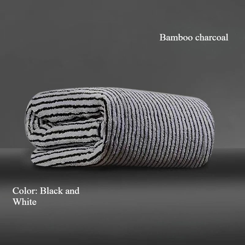 Set de Serviettes Bambou Rayées Séchage Rapide