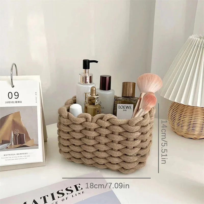 Petit Panier de Rangement Tressé en Corde de Coton