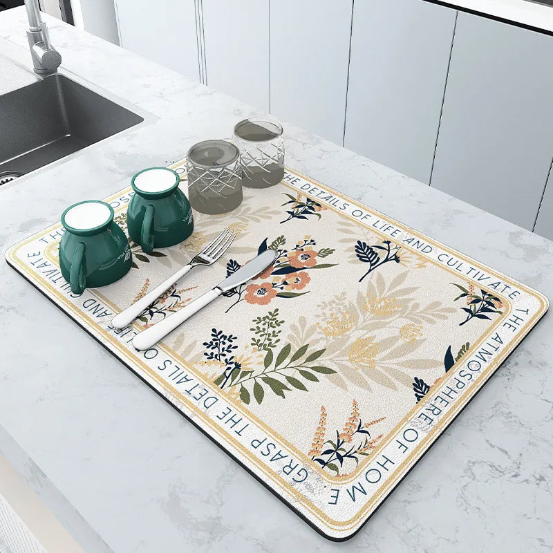 Tapis d'Égouttage Absorbant Antidérapant pour Cuisine