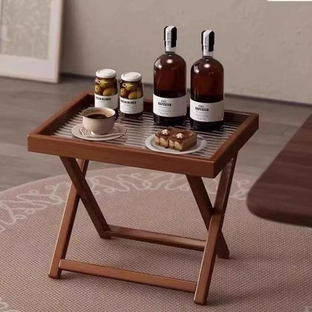 Table Basse Pliable en Bambou - Style Rétro