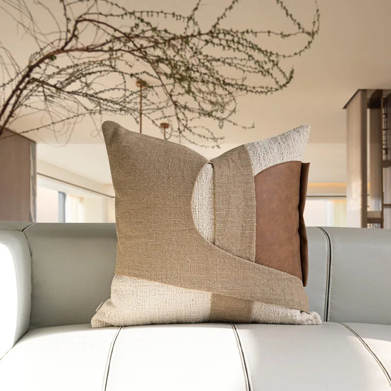 Housse de Coussin Caramel Tissée Chaîne Format Lombaire
