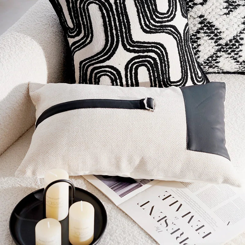 Housse de Coussin Rétro Française Noire