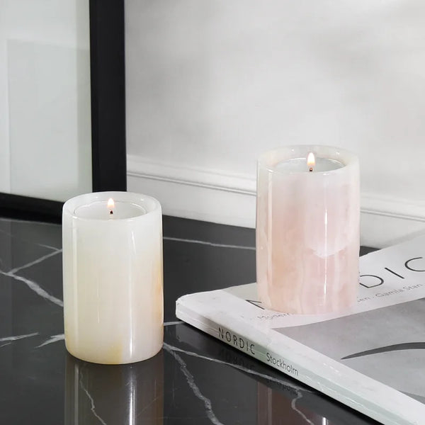 Petit Bougeoir en Marbre Onyx - Format Coupe