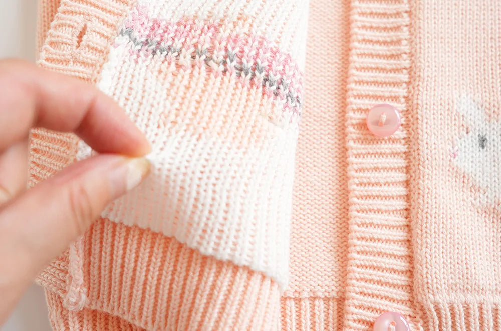 Cardigan Fille Brodé Motif Champignon
