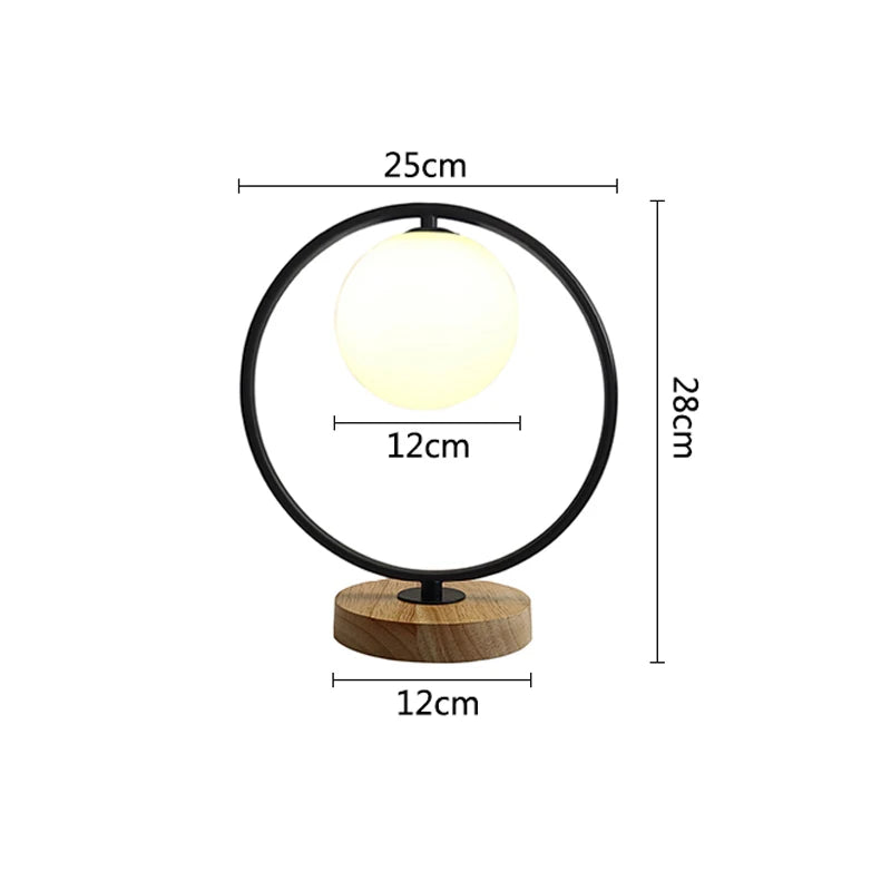 Duo de Lampes de Table Boule de Verre et Bois