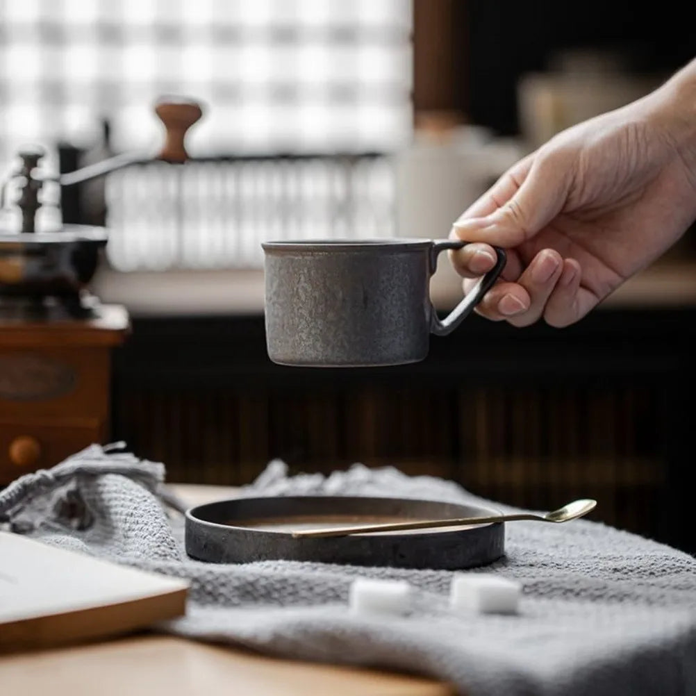 Ensemble Tasses Céramique Vintage Style Japonais Dorées