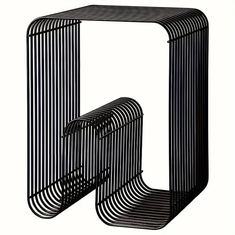 Table Basse en Métal Scandinave - Rangement Magazines