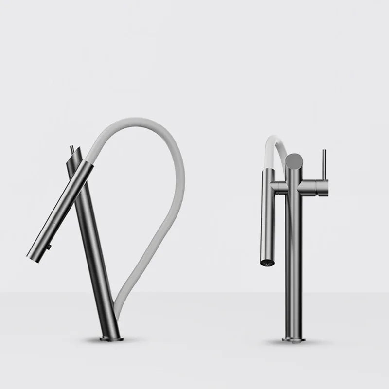Robinet de Cuisine Magnétique Inox Noir et Rouge