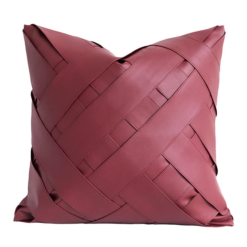 Housse de Coussin Luxe Bordeaux et Noir Bicolore