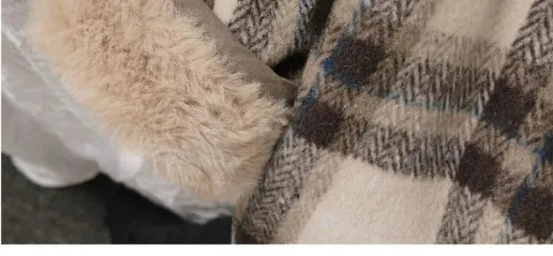 Manteau Enfant en Laine à Carreaux Peluche