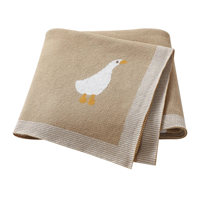 Couverture Bébé Coton Motif Oie Tricotée