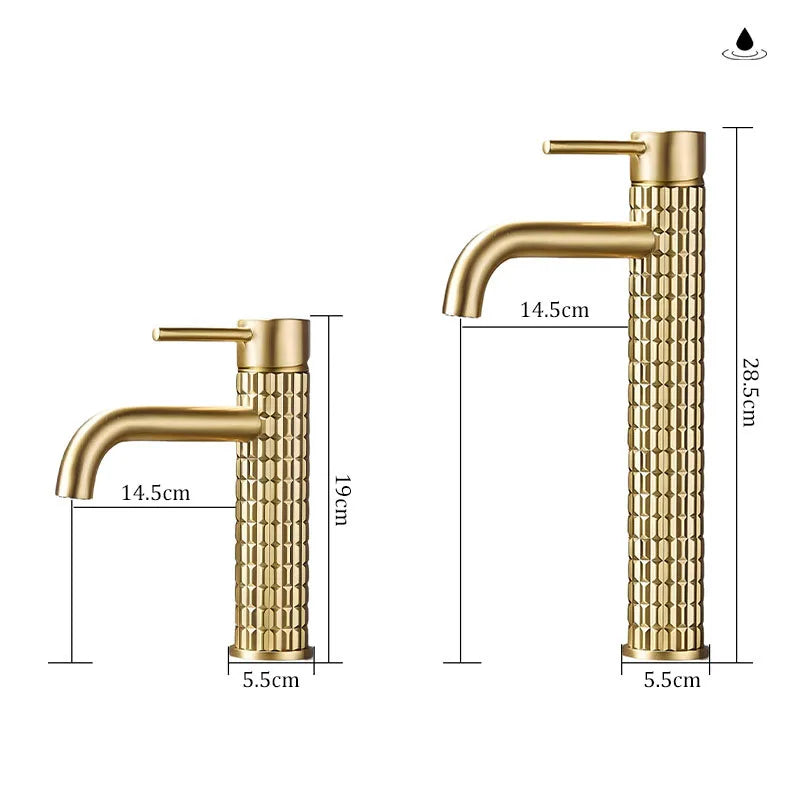 Robinet de Lavabo Or Brossé Chromé Mitigeur
