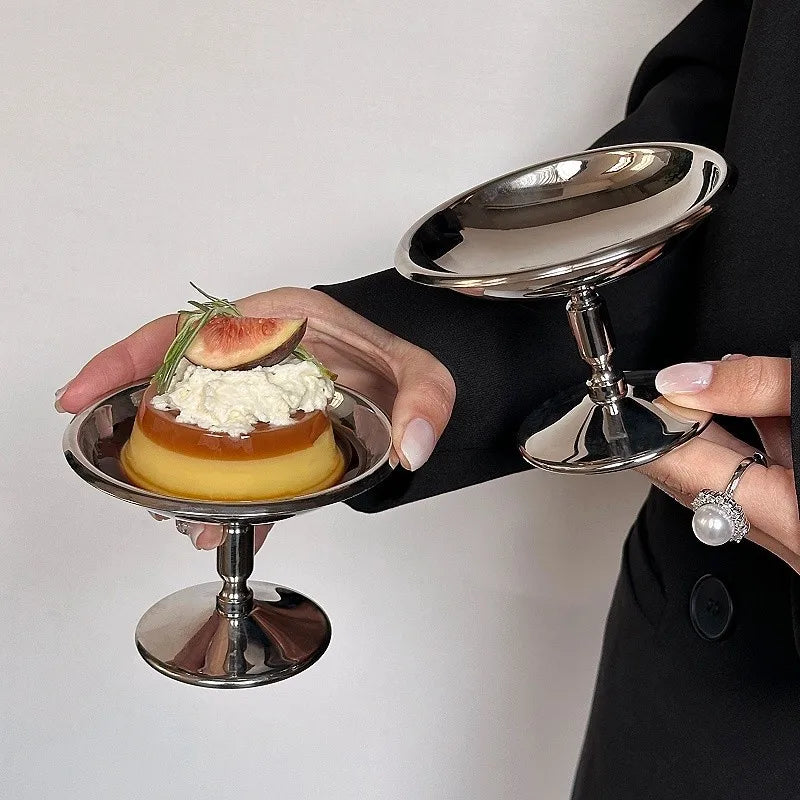 Coupe à Dessert Acier Inoxydable Style Rétro Base Haute