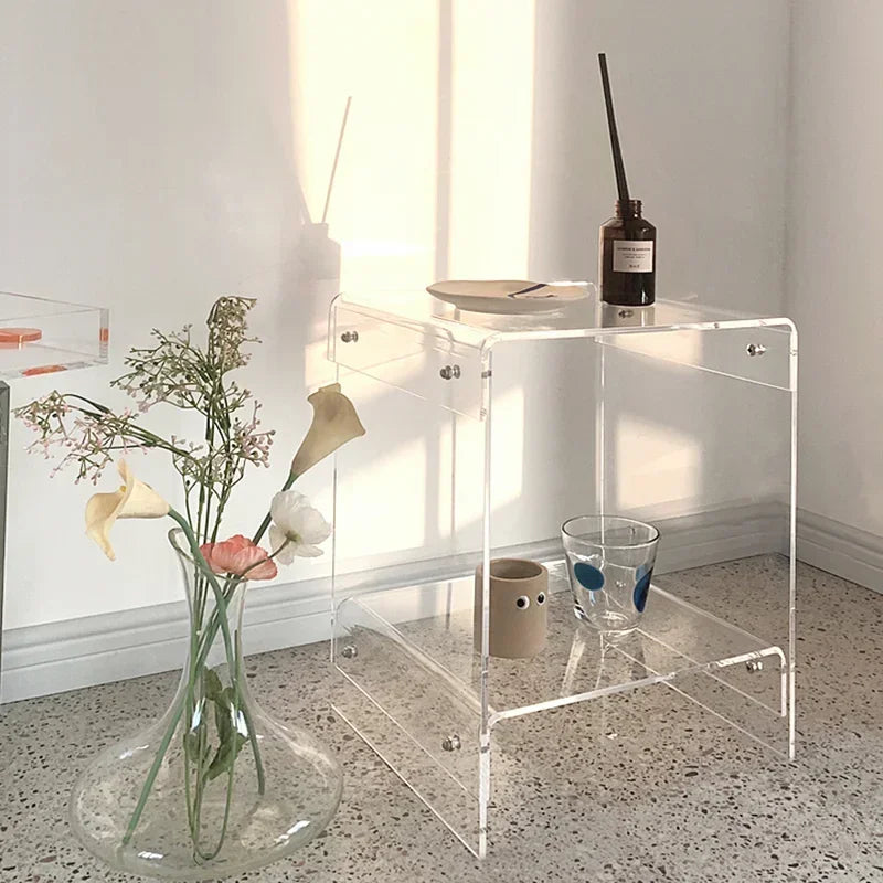 Table Basse Acrylique Transparente - Double Plateau
