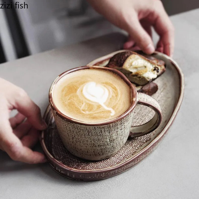 Tasse Céramique Japonaise Rétro Forme Irrégulière Grande Capacité