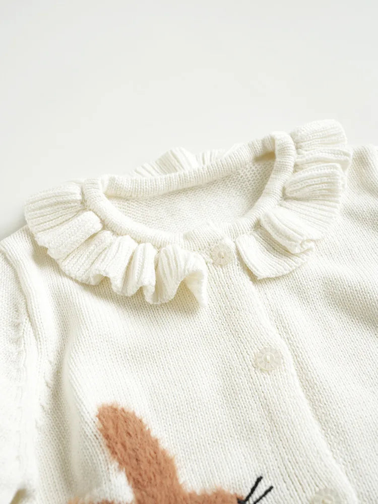 Cardigan Fille Brodé Motif Champignon