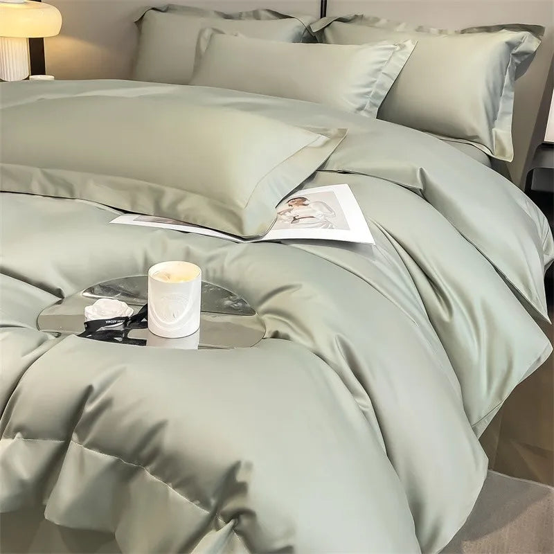 Parure de Lit Coton Égyptien 1000TC Ultra Douce 4 Pièces