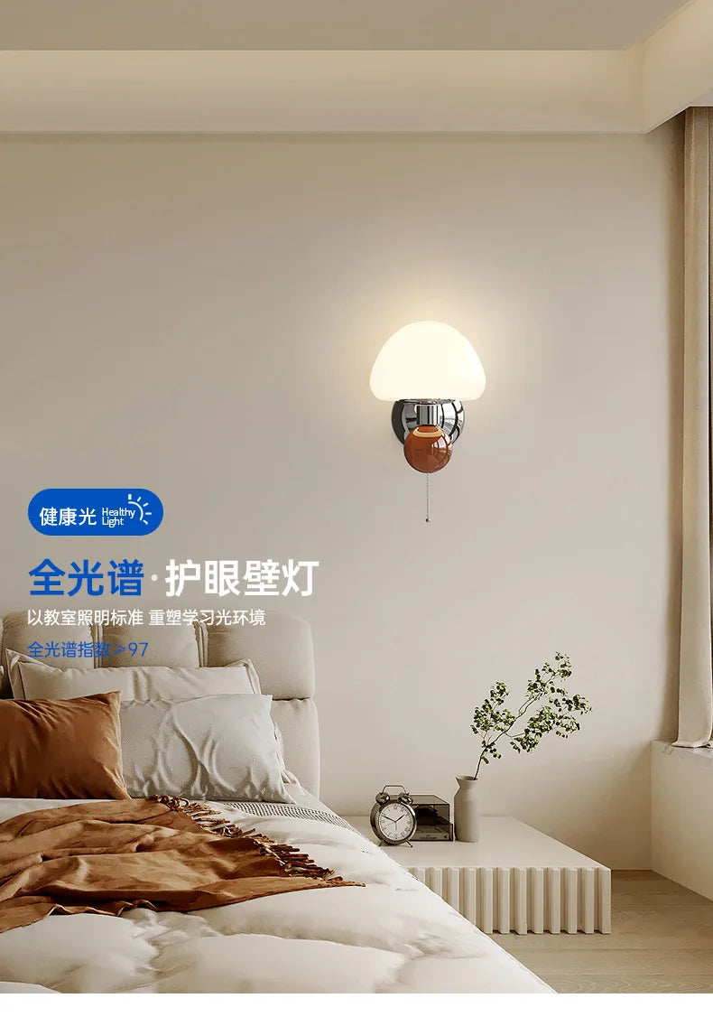 Applique Murale LED Champignon Crème à Tirette Enfant