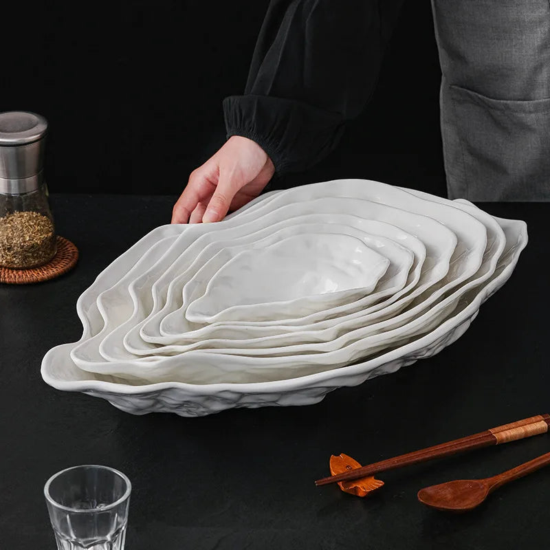 Assiette en Céramique Forme Huître Style Artistique