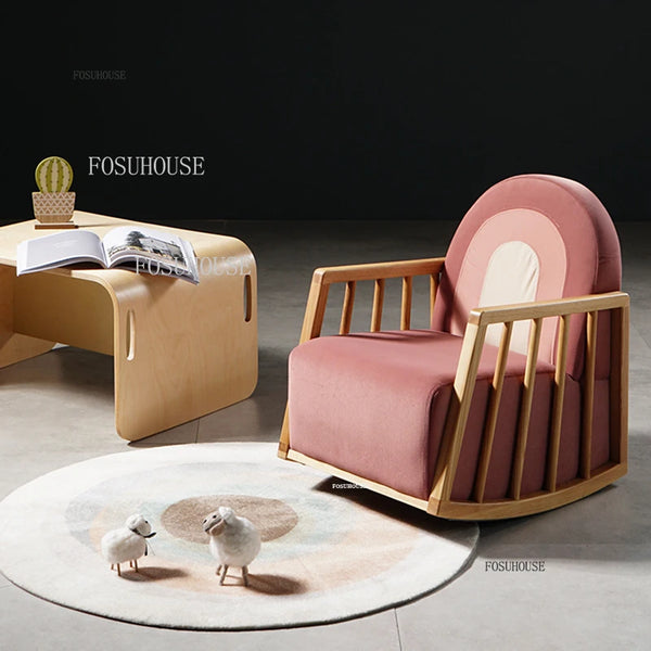 Chaise à Bascule Enfant en Bois Massif Nordique