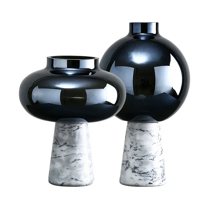 Vase en Verre Marbré - Forme Géométrique Étoile