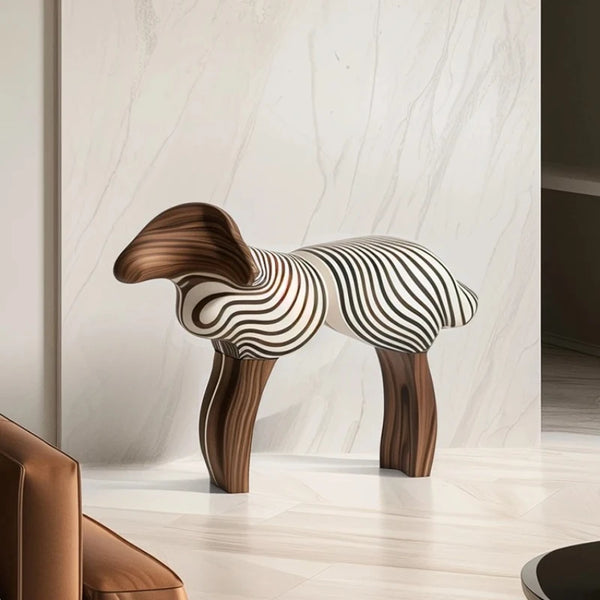 Tabouret Enfant en Bois Massif - Forme Agneau Artistique