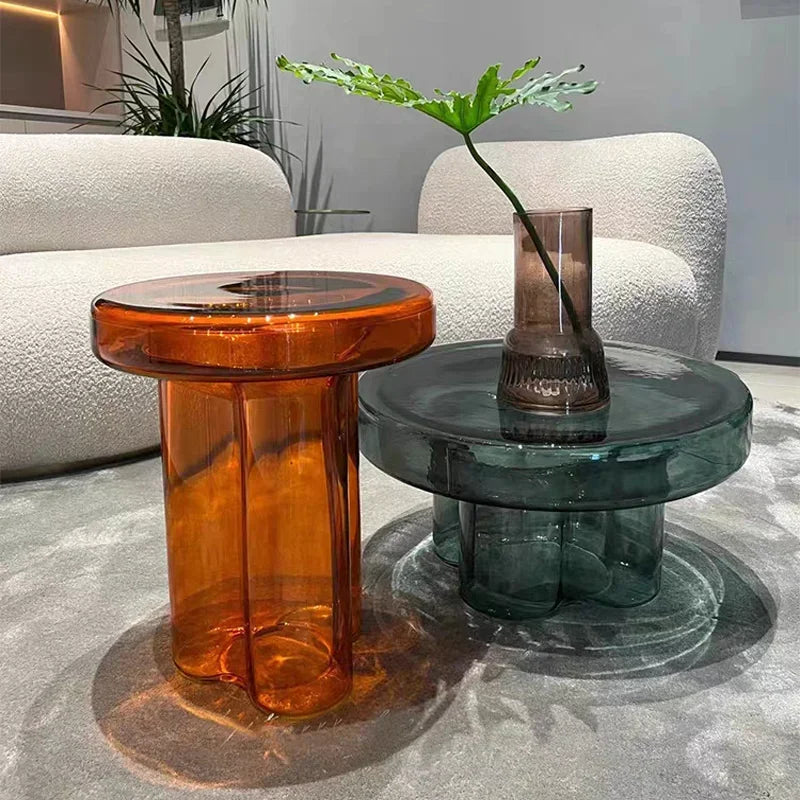 Table Basse Ronde en Verre - Design Nordique