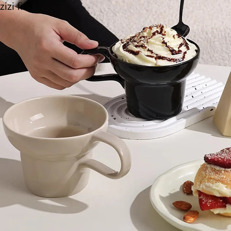 Tasse en Céramique Anse Créative Forme Irrégulière